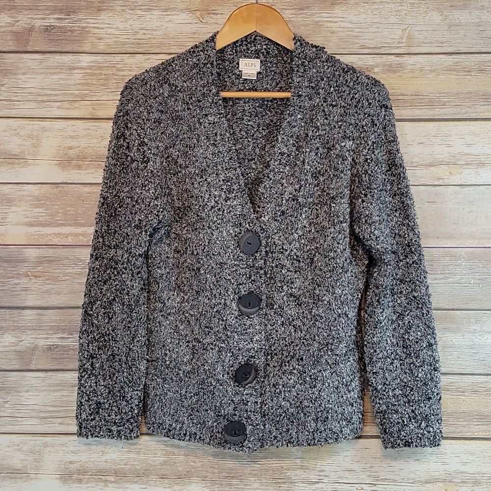 ALPS Grey V Neck Cardigan Sweater M